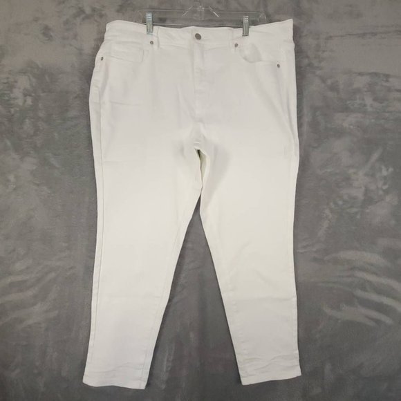 Studio Park Womens Jeans Skinny Leah Williams White‎ Pockets High Rise Plus 20W - Picture 1 of 10